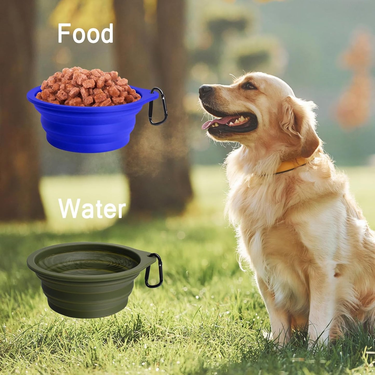 2-Pack Silicone Collapsible Dog Bowls