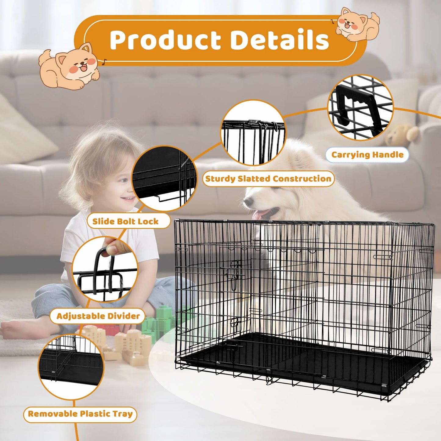 Double Door Dog Cage