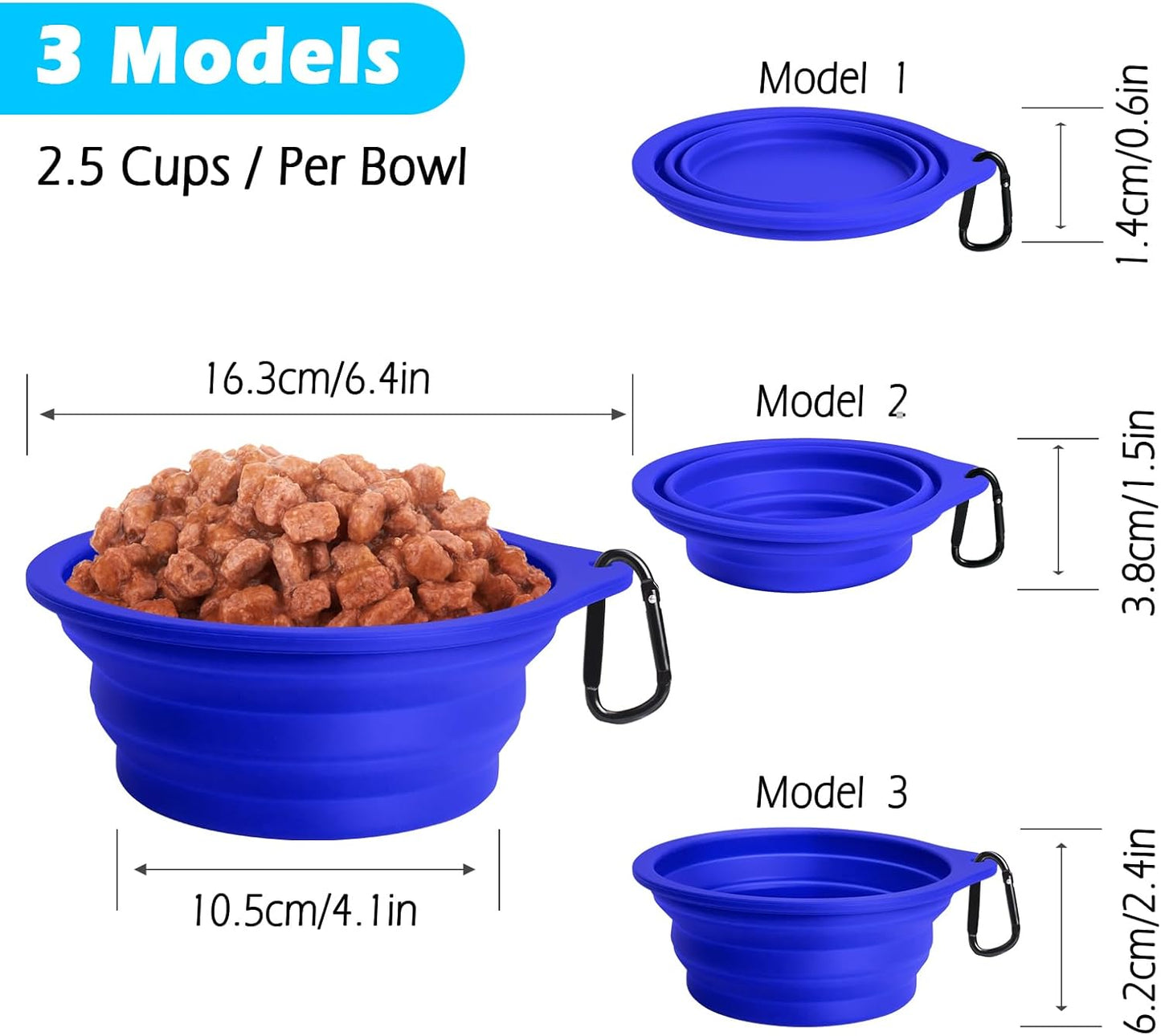 2-Pack Silicone Collapsible Dog Bowls