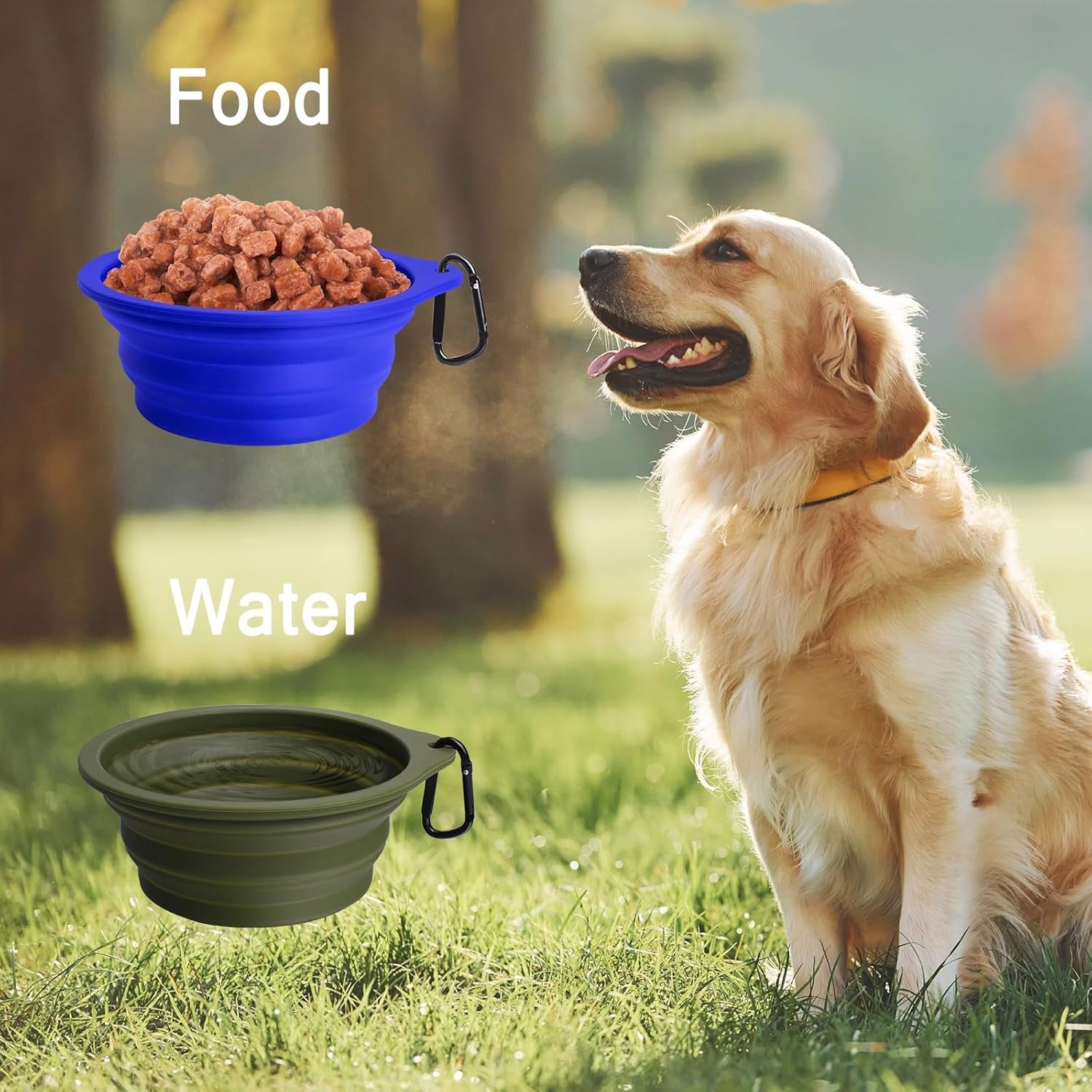 2-Pack Silicone Collapsible Dog Bowls